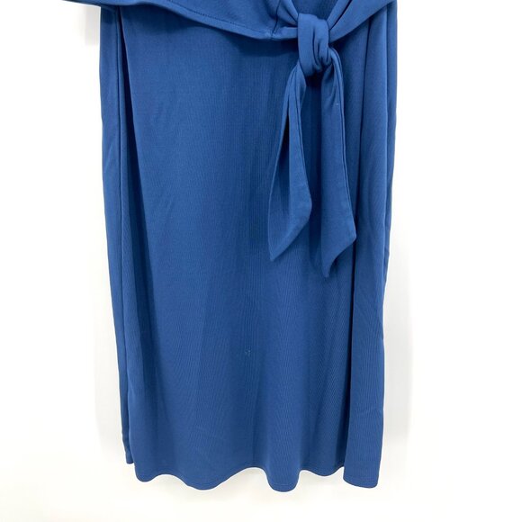 Loft Deep Blue Faux Wrap Sleeveless Midi Dress Women's 0P - Picture 3 of 6